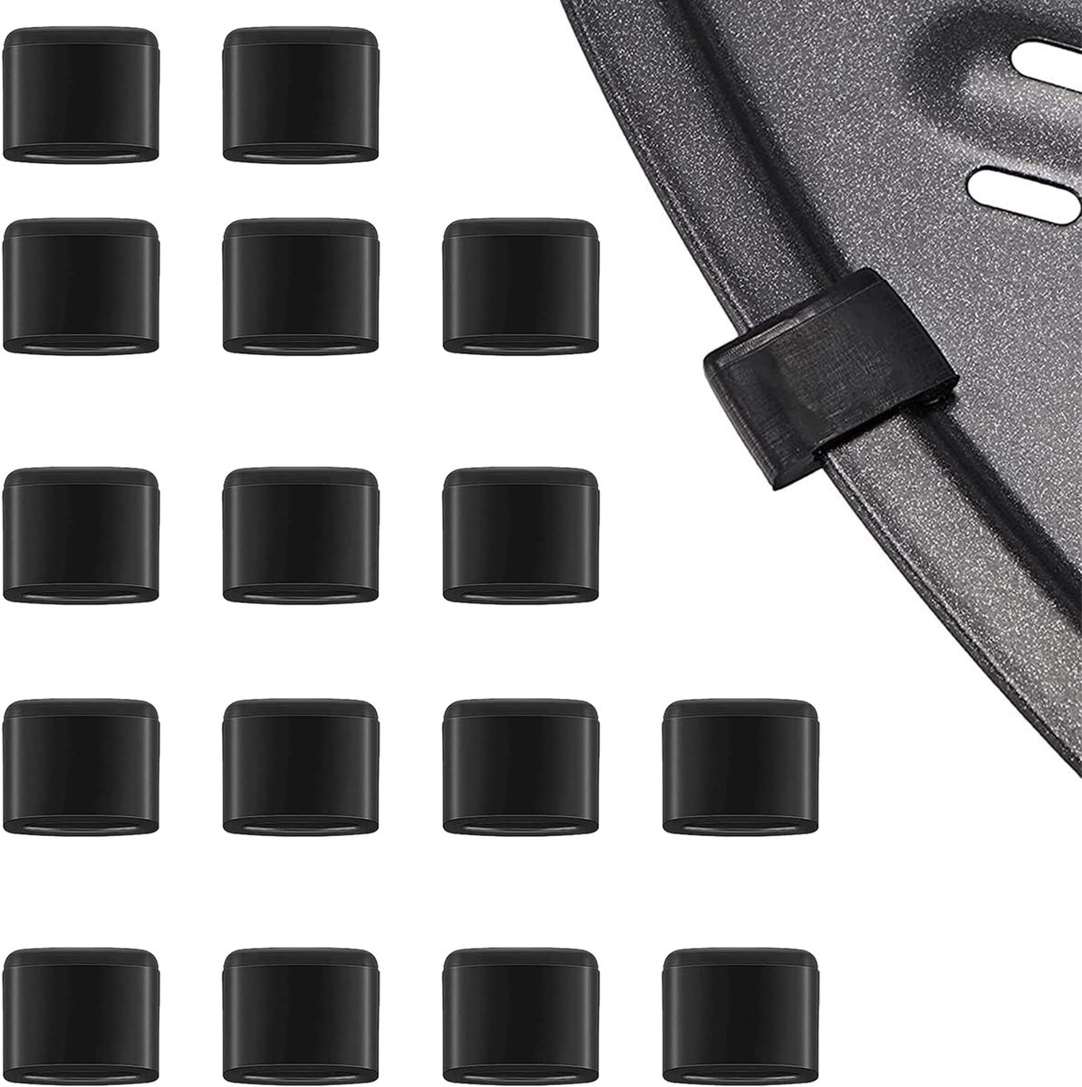 16 stuks hittebestendige- krasvrije beschermranden voor de grillpan van de airfryer- 1-1 x 1-1 cm- geschikt voor de meeste airfryers- zwart