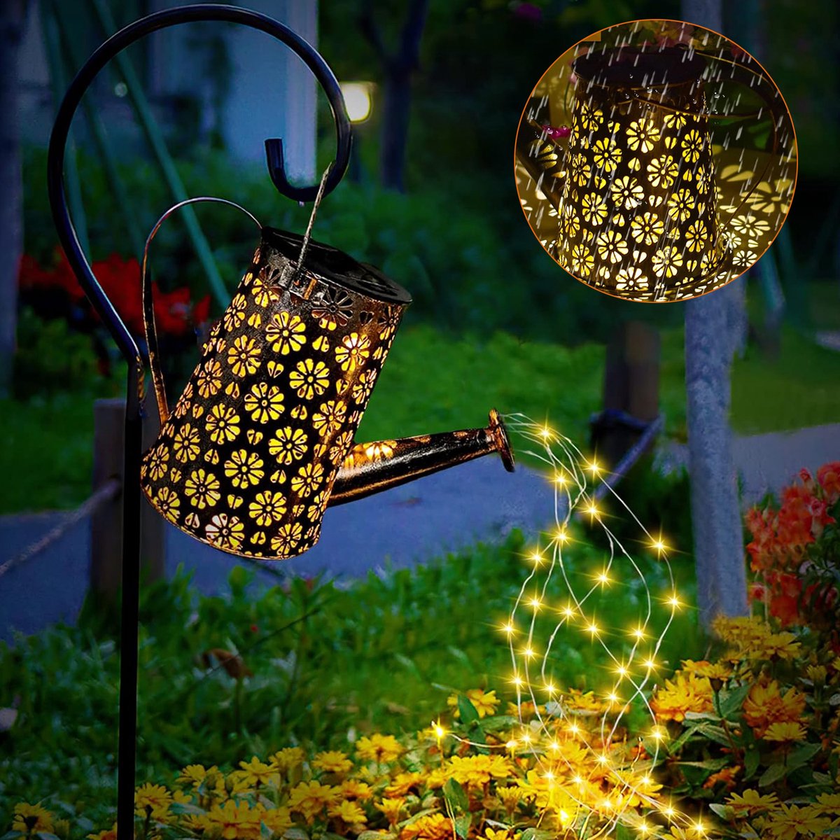 Solar Gieterlampen - Waterdichte Led-Hanglantaarn Van Metaal - Sprookjesachtige Watervalverlichting - Tuinlamp