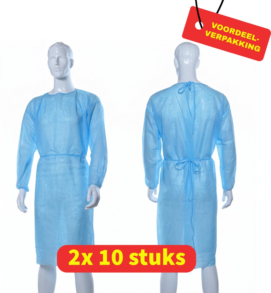Klineon Isolatie Wegwerp Schorten - Medisch - Lange Mouwen - 2 x 10 stuks - Voordeelverpakking