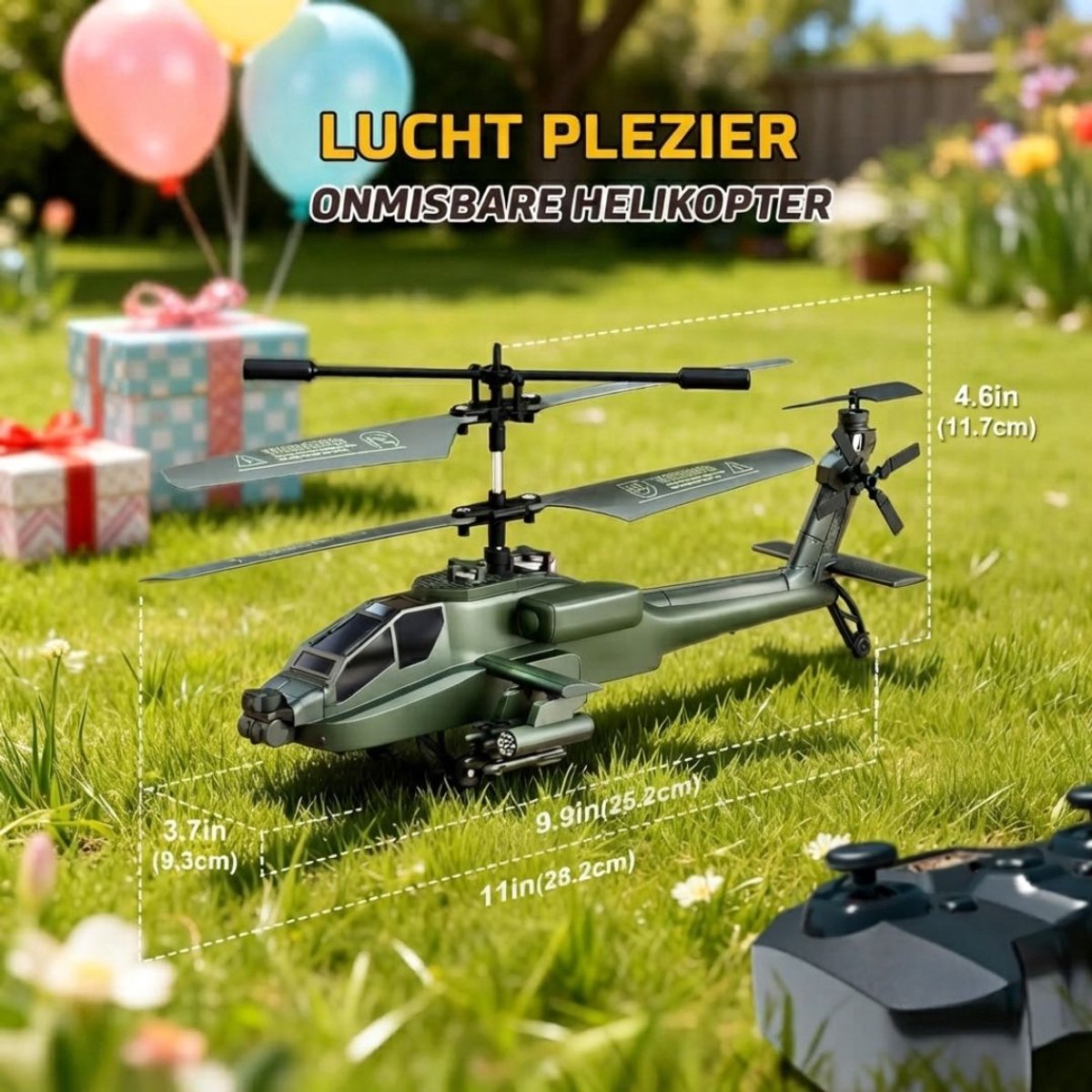 NIVA® Rc Helicopter - Bestuurbare Helikopter - Rc Helicopter voor Buiten - Groen - 29cm x 10cm x 12cm — cadeau in Spellen & Speelgoed - foto 2