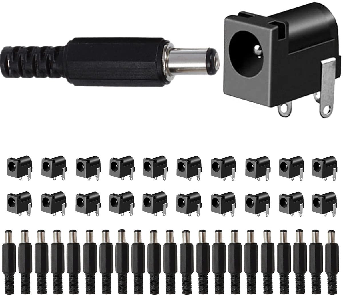 Stopcontact DC 12V 5,5 x 2,1 mm Power Jack zwarte bus + DC holle stekker 5,5 x 2,1 mm DC-stekker voor printplaatmontage (20 stuks)