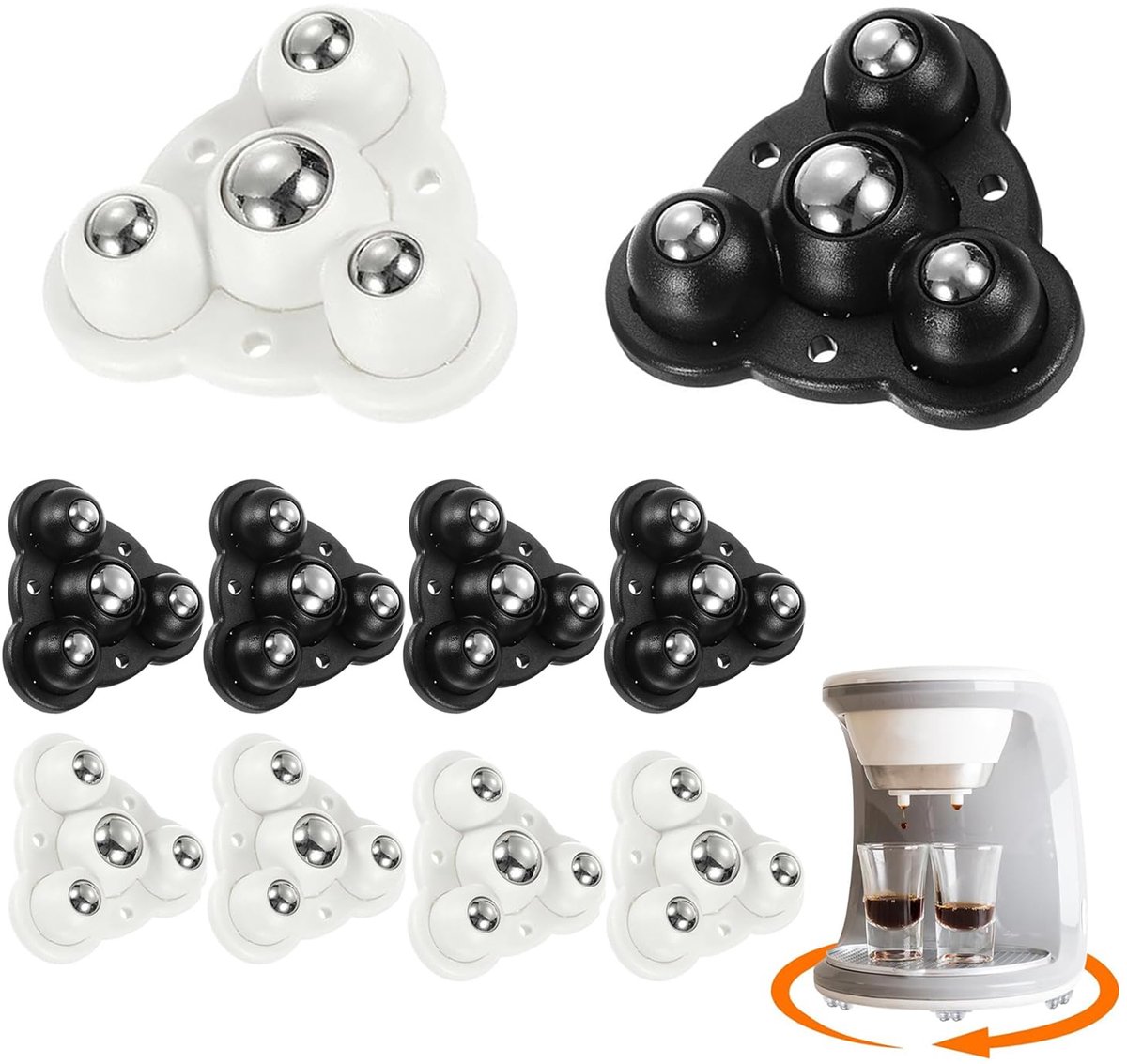 8 stuks zelfklevende miniwielen voor keukenapparaten, 360° draaibare universele wielen, zelfklevende rol, glijders voor doe-het-zelf vuilnisemmer, opbergdoos, bus, kleine meubels