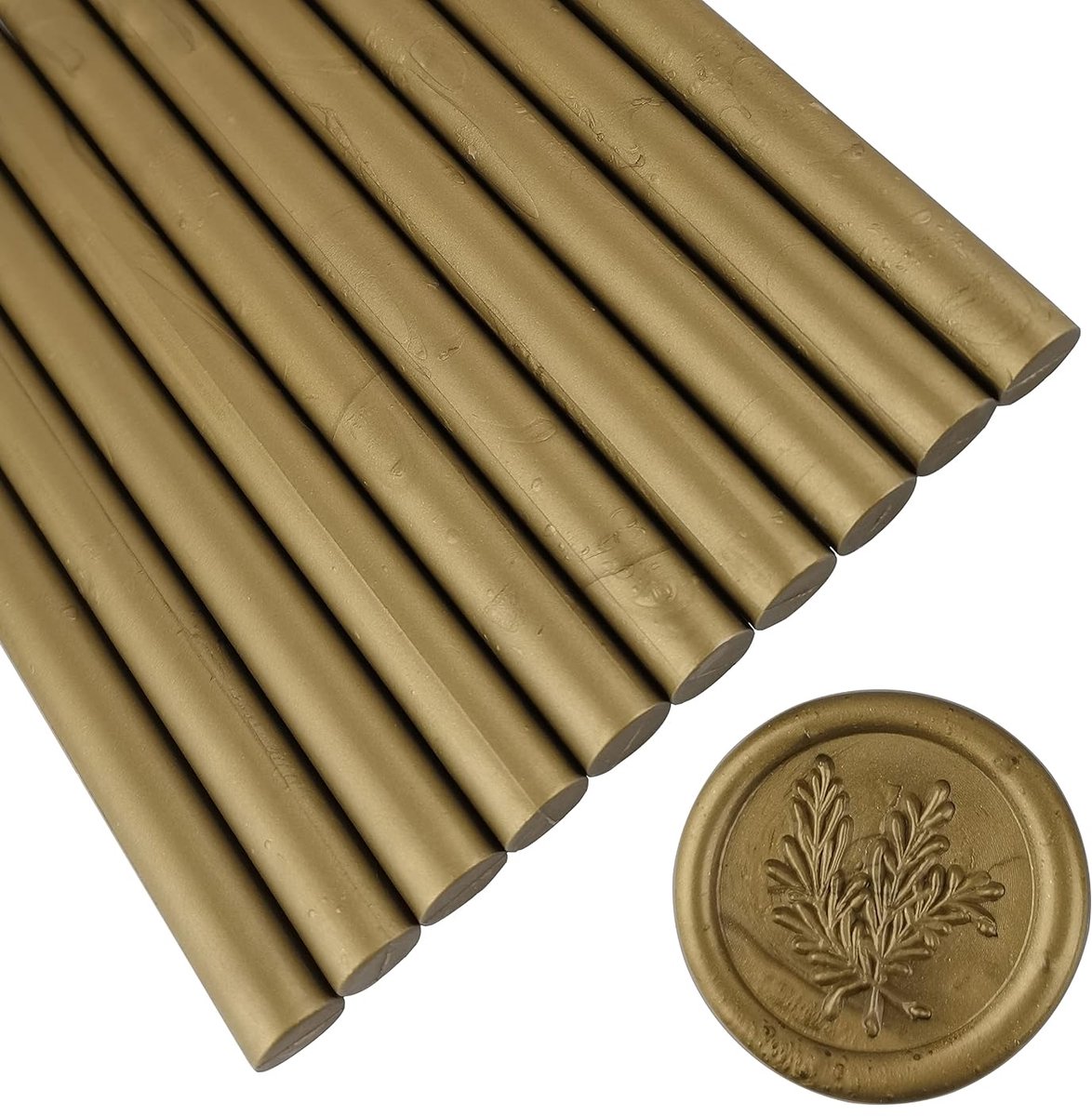 10 stuks cyaan gouden afdichtingswax sticks voor wax zegel stempel, zegellak sticks voor lijmpistool, geweldig voor huwelijksuitnodigingen, wijnpakketten, kaarten enveloppen, geschenkverpakking cyaan goud)