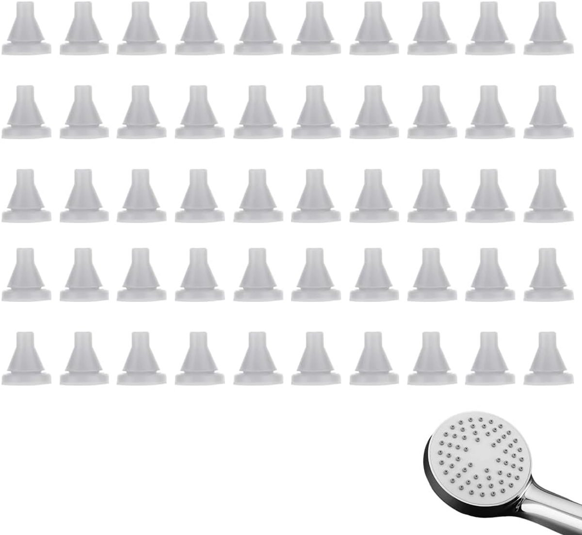 50 stuks douchekop voor siliconen sproeiers, sproeikop voor sproeiers, reservemondstukken voor kop, spuitgat, siliconen mondstuk, sproeimondstuk, ronde punten, reparatieonderdelen