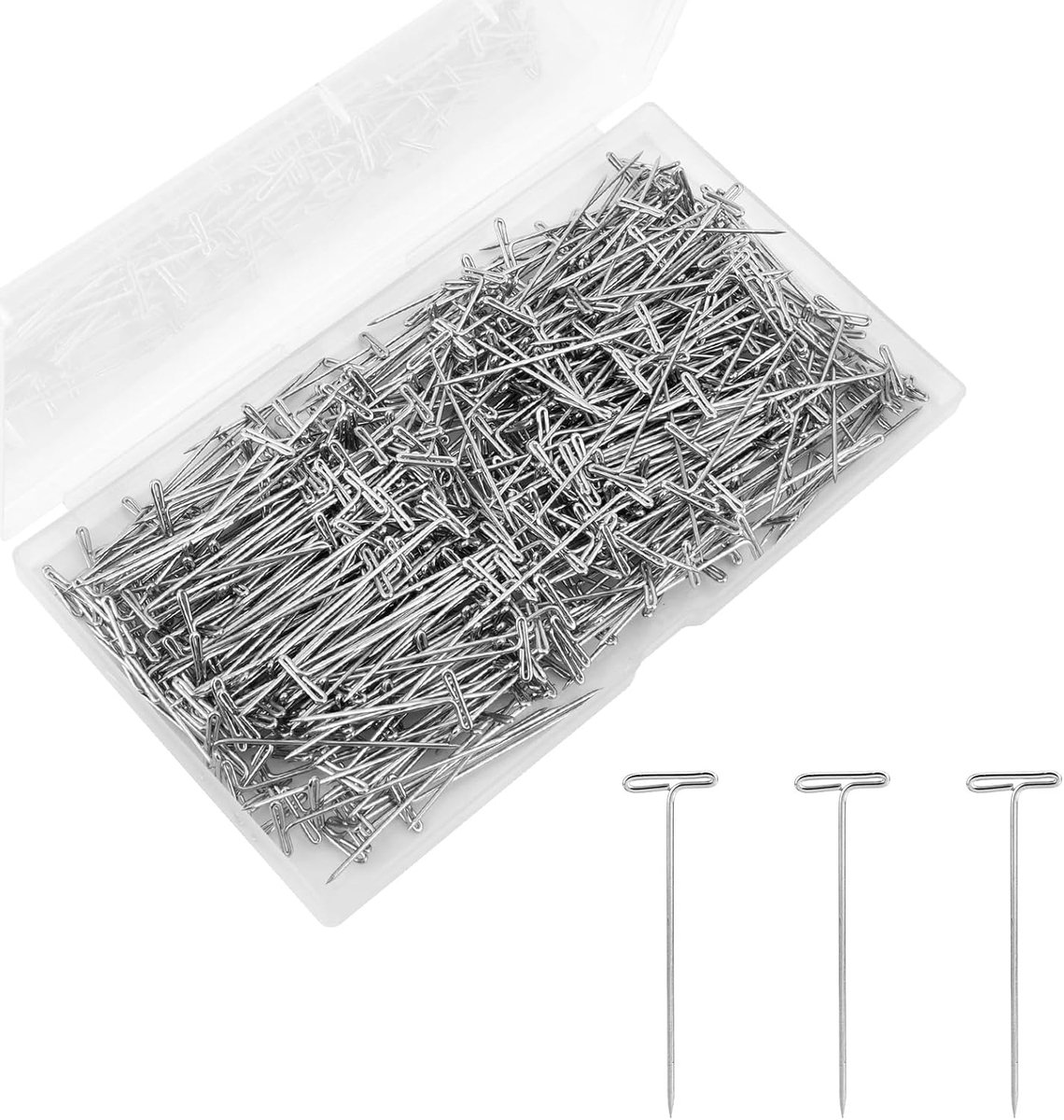 500 Stuks Pruikspelden, 5,1cm Sieraden- en Naai-t-Spelden Metaal T-Naald voor Het Maken van Sieradenpruiken Het Ophangen van Schilderijen Doe-Het-Zelf-Knutselbenodigdheden