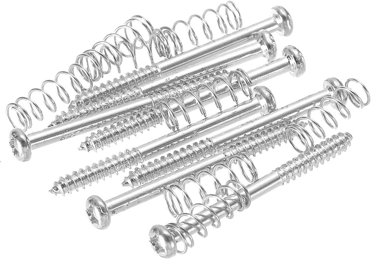 Slagplaat voor basgitaar, montageschroeven met veer, M3 x 38 mm, voor basgitaar pickup ring, bevestigingsschroeven voor bas en gitaar, zilver 8 stuks