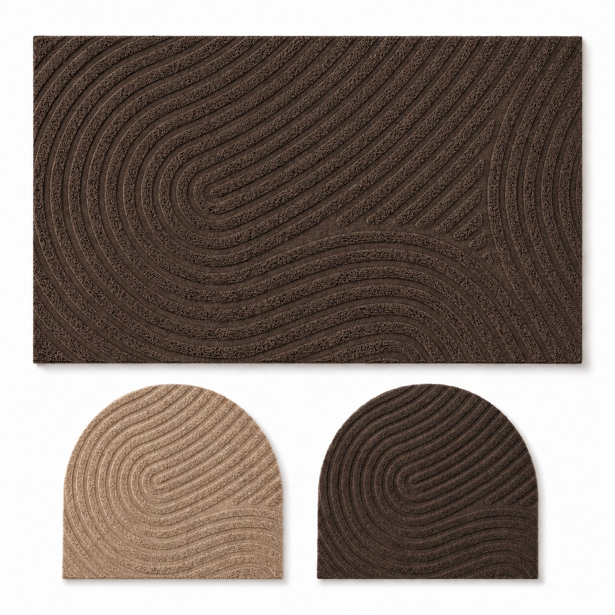 Studio M Deurmat - Japandi Stijl - Deurmat Binnen - Bruin - 60x90 cm - Antislip Deurmat - Polyester & TPE - Vloerverwarming Geschikt Bruin (Golvend)