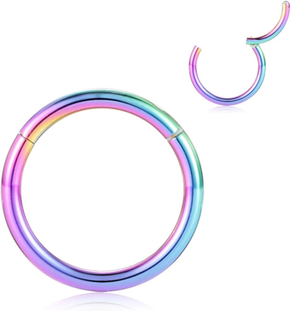 Ringen, hoepel 20G, 18G, 16G, 14G, 12G, naadloze piercingringen voor neusspeptumkraakbeen, helix, tragus, conch, rook, daith lipdiameter 6 mm tot 14 mm, Gelegeerd