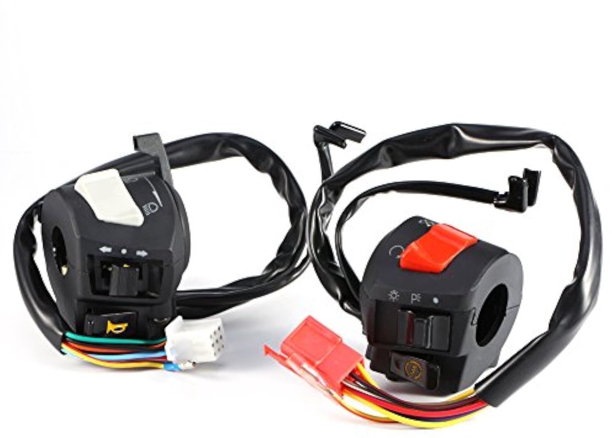 2 stuks universele motorfietsschakelaar claxon richtingaanwijzers elektrische startschakelaar 7/8 „stuurschakelaar links en rechts