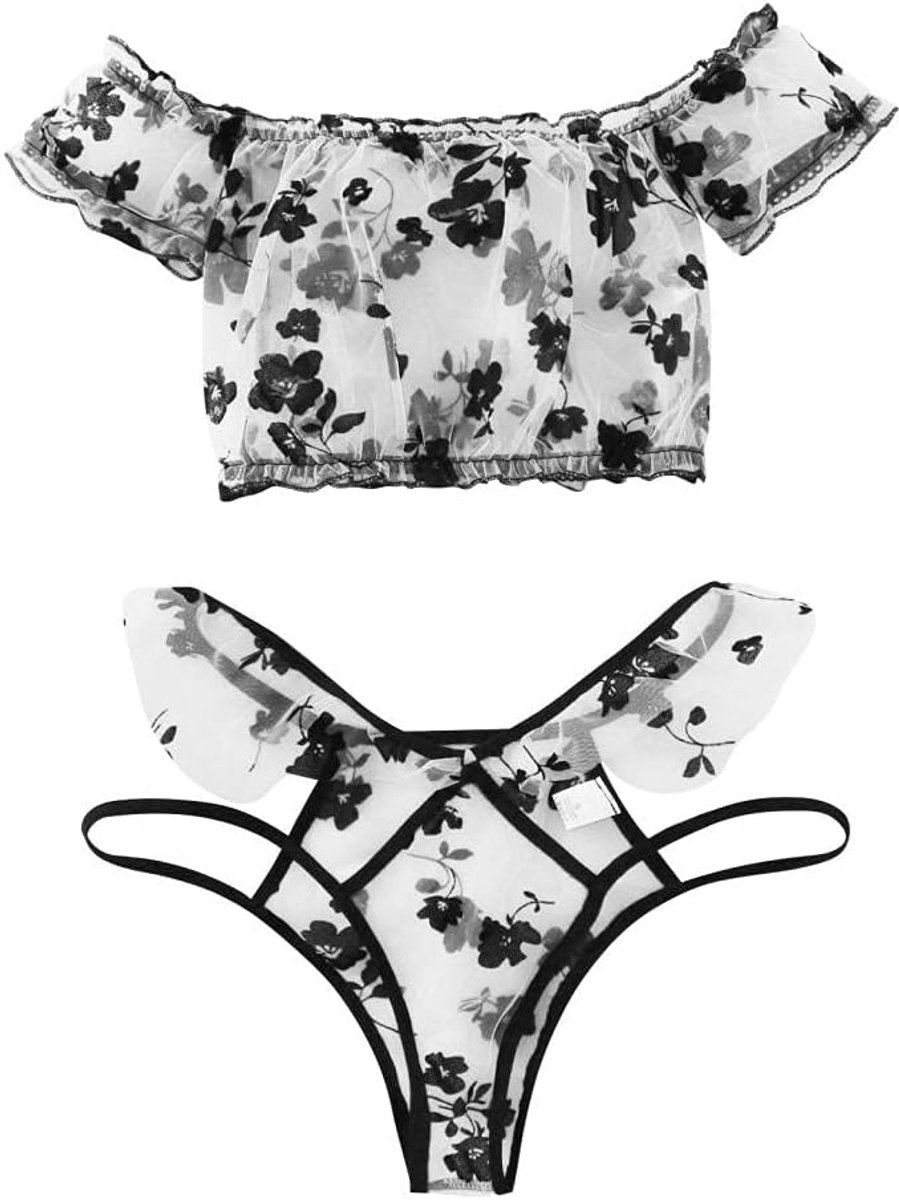 Sexy lingerie voor dames bh string pure kant met borduurset