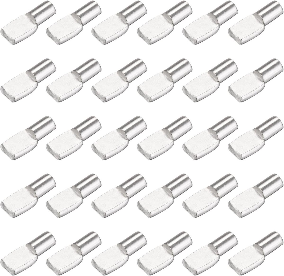 50 stuks planksteunen, 6 mm, lepelvormige ijzeren houders met pen, plankhouders, plankclips voor meubels, boekenkast, kledingkast, keukenkast, zilverkleurig