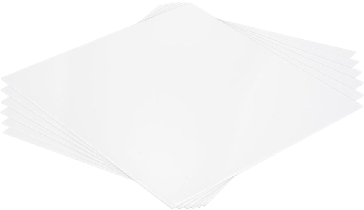 ABS-blad, 30,5 x 30,5 x 0,1 cm, ABS-styreen-bladeren voor bouw, modelbouw, knutselen, doe-het-zelf, witte plaat, 6 stuks