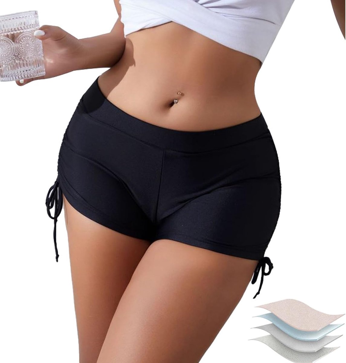 Menstruatiebroek om te zwemmen, sportief zwemondergoed voor dames, menstruatie, lekvrije badmode voor vrouwen, tieners, meisjes, zwarte menstruatiebroek