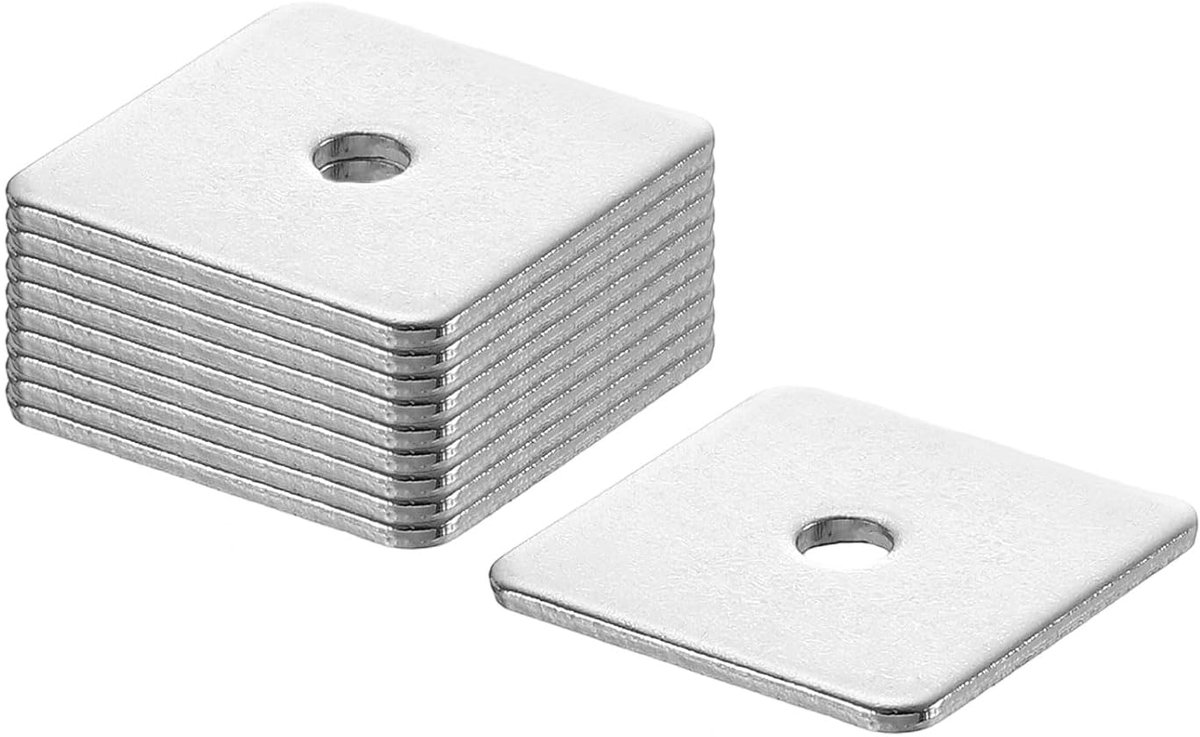 Vierkante sluitringen, M5 x 30 x 30 x 2 mm, 304 roestvrij staal, afdichtringen, zilverwit, vierkante schijven, platte sluitringen voor schroeven, moeren, schroefdraadstang