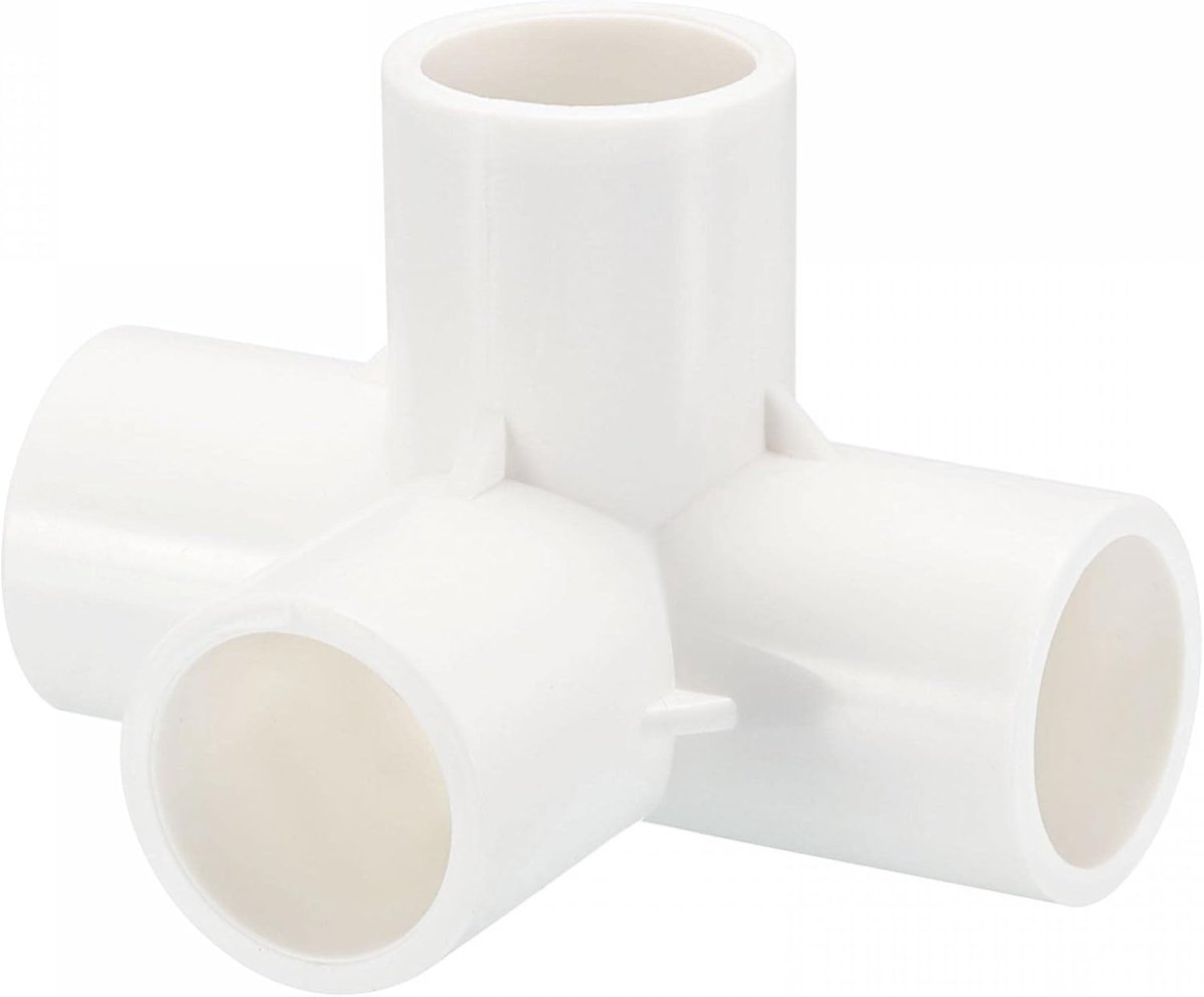 Sourcing map Pvc-buisfittingen, waterbuizen, 4-weg stopcontact voor buiten/tuin, 20 mm, wit, 1 stuks