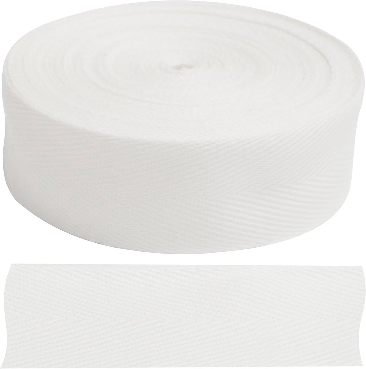 - C77641 - kepergalonband met visgraatpatroon 9 meter x 25 mm - 82% katoen en 18% polyester - kleur wit