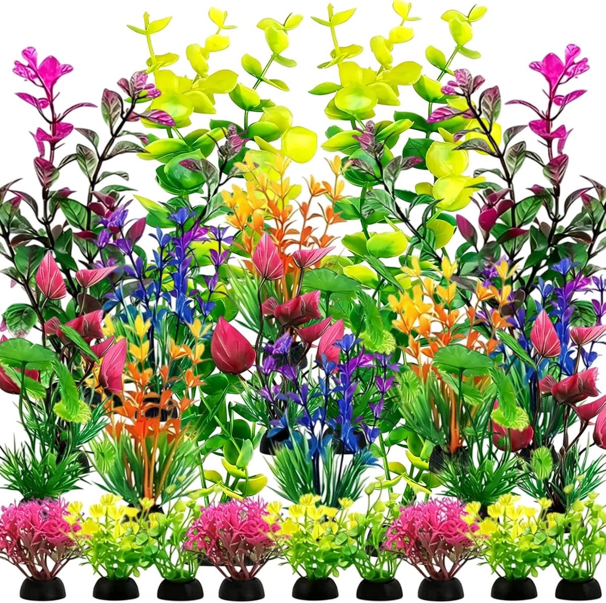 25 stuks aquariumplanten kunstplanten, aquariumdecoratie, plastic planten voor aquaria, waterplanten, kunstmatig voor visbekken en schildpadaquaria
