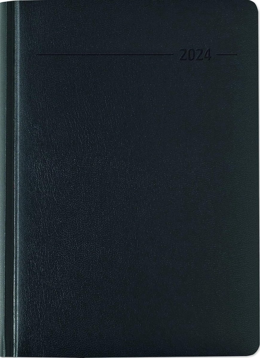 Balacron schwarz 2024 - Büro-Kalender A5 - Cheftimer - 1 Tag 1 Seite - 416 Seiten - Balacron-Einband - Alpha Edition