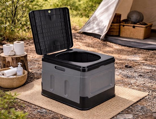 Draagbaar Campingtoilet - Opvouwbaar Mobiel Toilet - 27 Liter - Toilet, Kruk & Opbergbox - Voor Camping, Camper, Caravan & Outdoor van Draagbaar — afbeelding 5