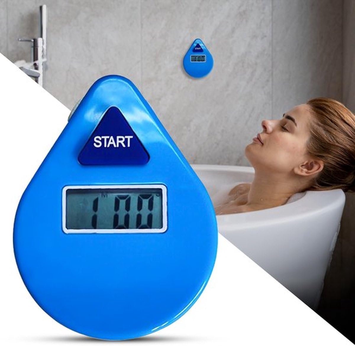 Douchetimer 5 Minuten Blauw – Digitale Douche Timer met Zuignap en Alarm – Spatwaterdichte Doucheklok voor Badkamer en Bewust Douchen