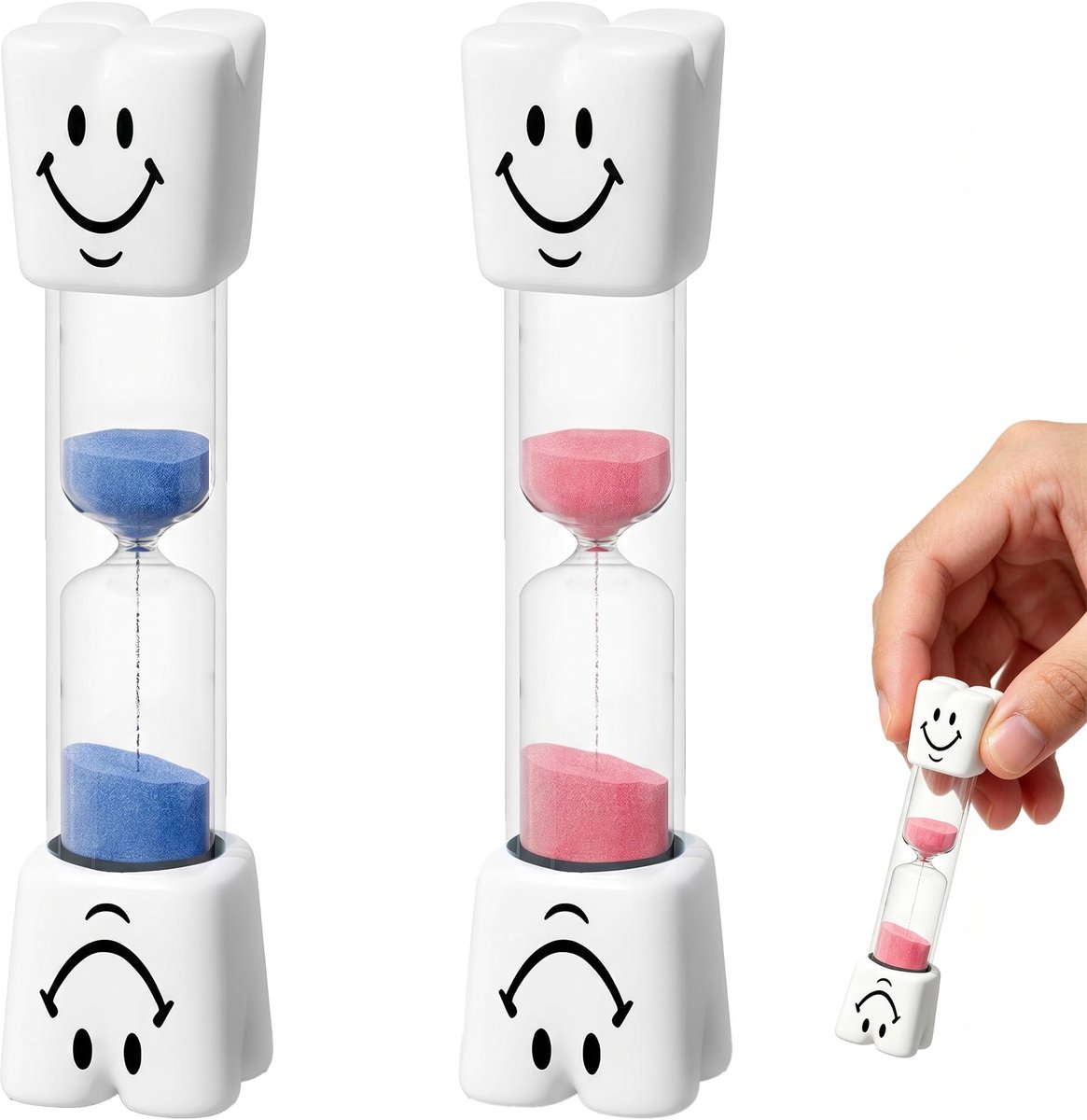 Set van 2 vrolijke 3-minuten zandlopers voor kinderen
