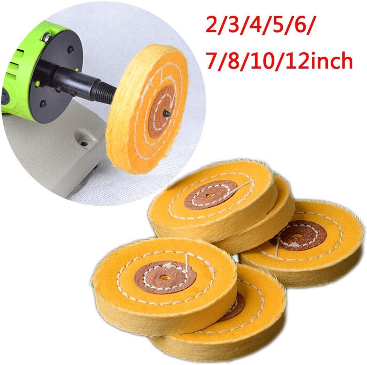 Doek Polijstwiel, 1 ST Mop Polijsten Wiel Katoen Polijsten Wiel Borstels Rotary Tool 8"(200mm) Small hole Kleur: wit