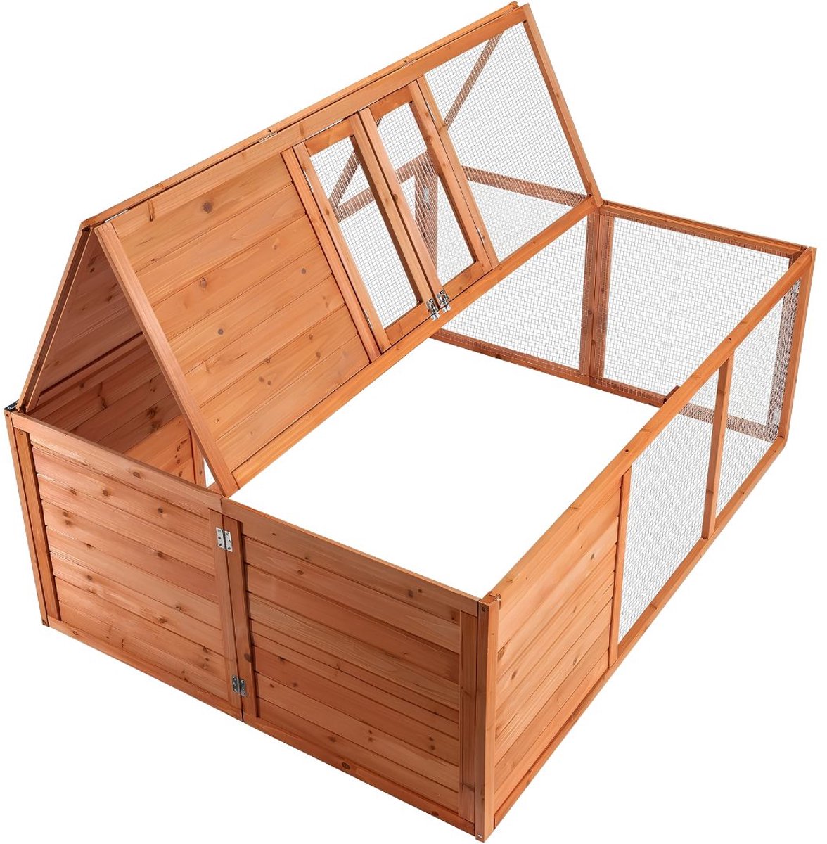 LNMsolutions® Konijnenhok - Konijnenren - Kooi voor Dieren - Bruin - 153cm x 110cm x 55cm