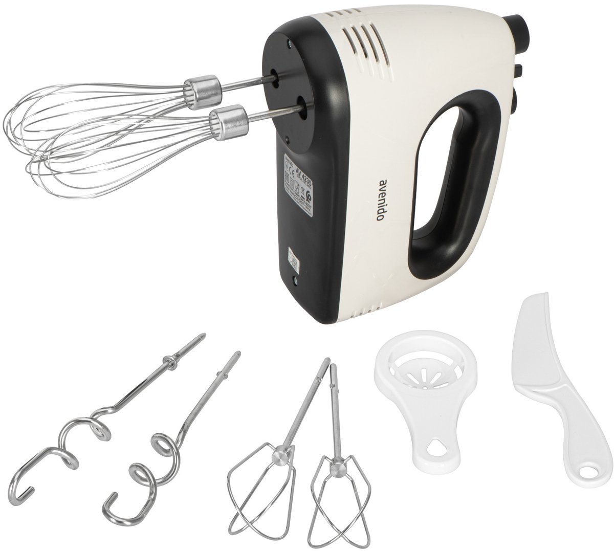 Avenido AV4235 Handmixer Keukenmixer – 750W Max – 5 Snelheden en Turbo – 6 RVS Opzetstukken – Deegmixer – Grijs