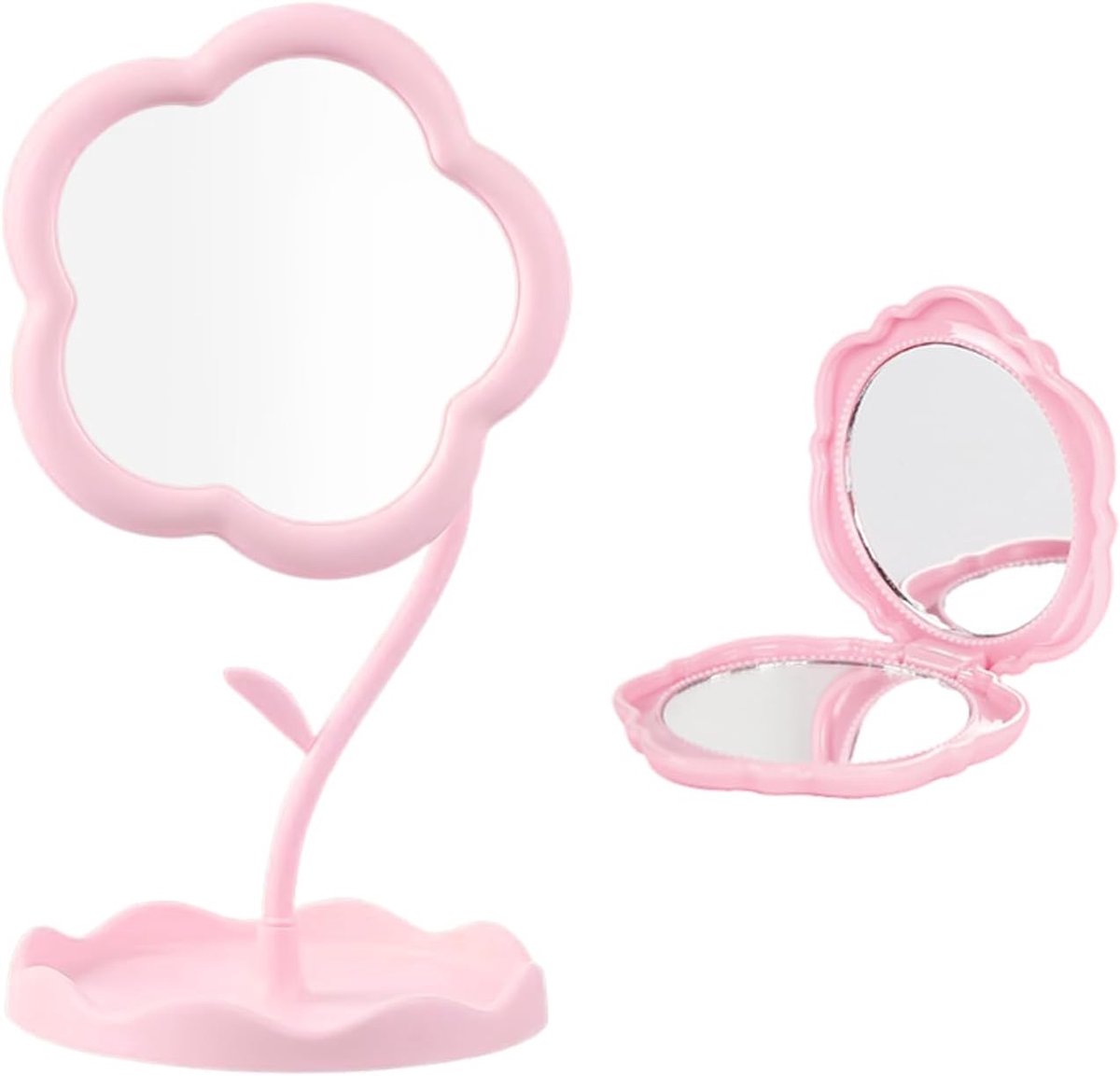 2 bloemenvormige make-upspiegels, creatieve make-upspiegels voor dames, tafelmake-upspiegels, kamerdecoratie, slaapkamers en woonkamers