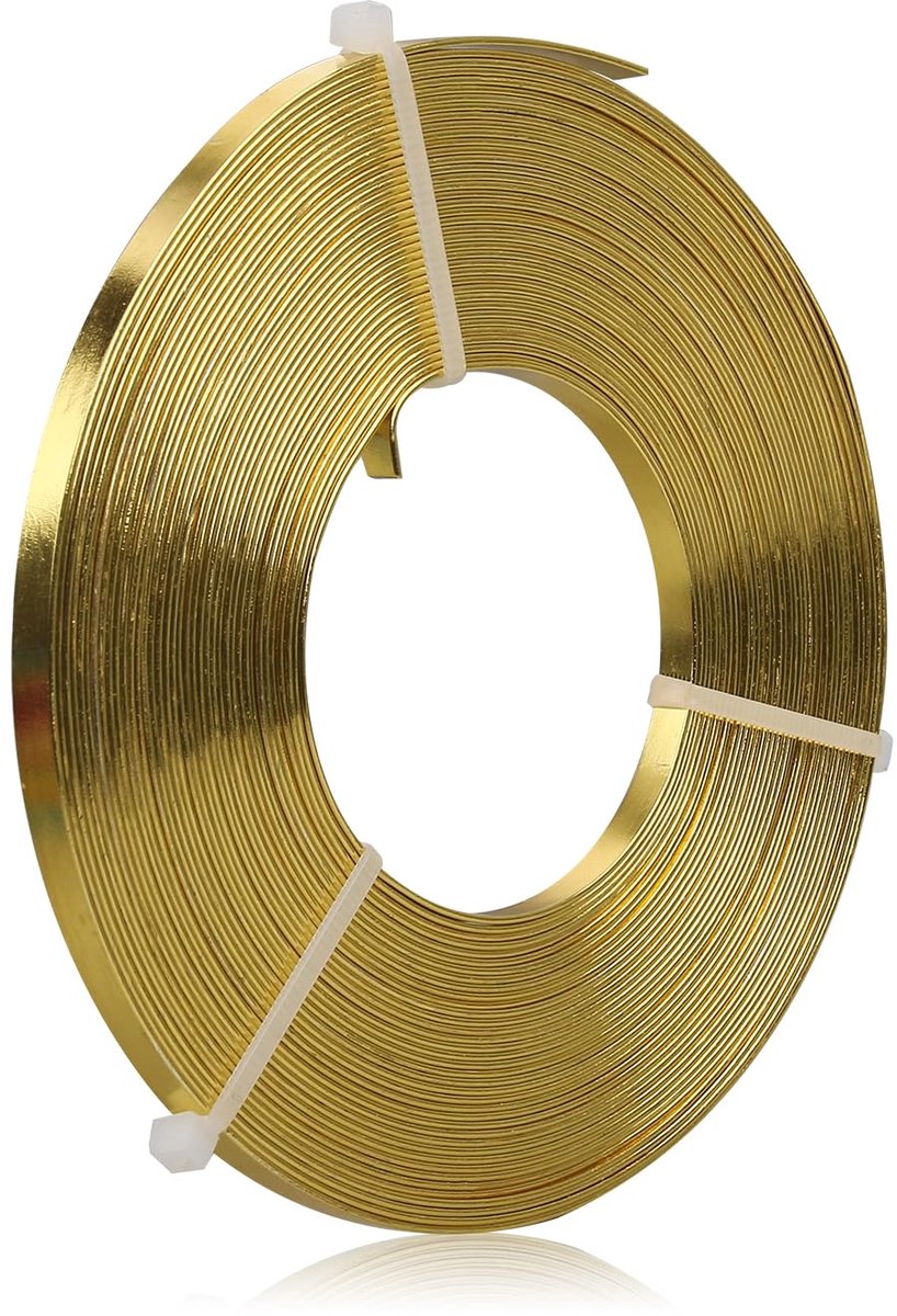 Draad - 5 x 1 mm - 10 meter brede platte sieradendraad voor montuur, sculpturen, frames, sieraden maken - Goud
