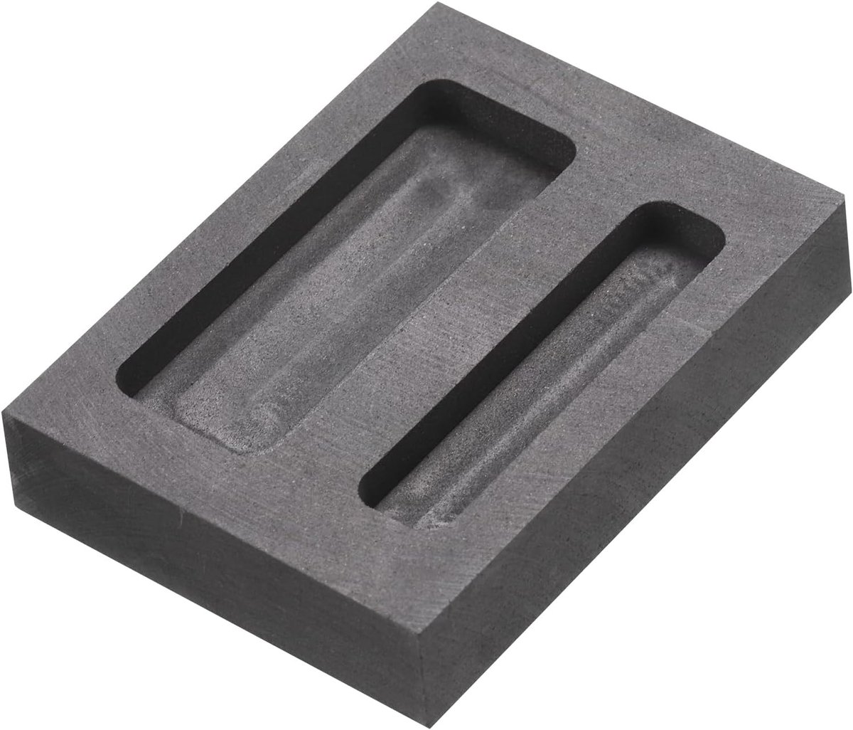 Sourcing map Goud, zilver, grafiet, barrenvorm, gietvorm, smeltkroes voor het gieten van metaal, aluminium, koper, messing, smelten, raffineren, twee-gats sleuf, 5,6 x 4,5 x 1,1 cm x 1,43 inch
