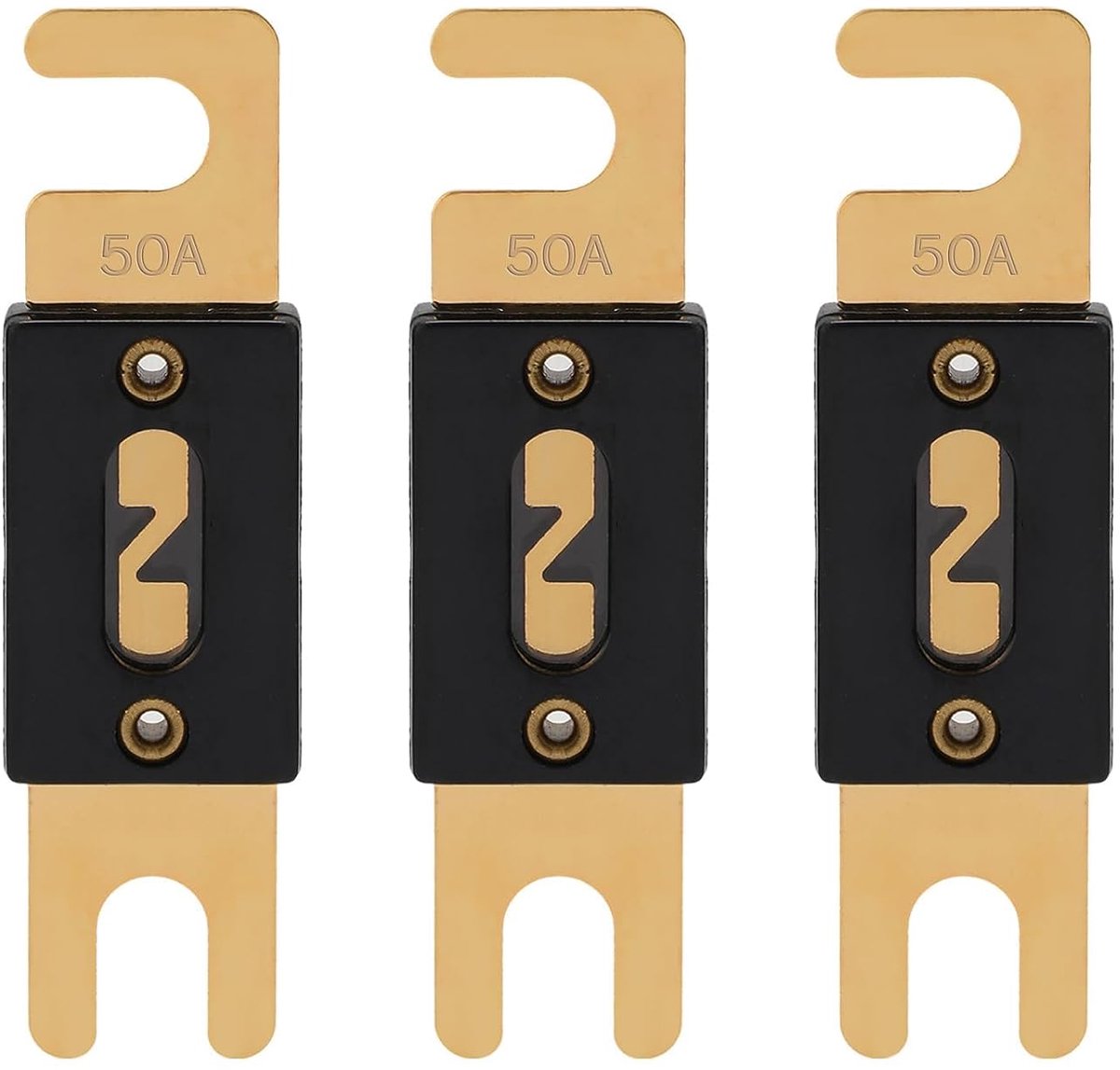 Zekering 50A ANL-50 platte zekeringen 50 ampère 32 V DC voor auto audio videosysteem smeltzekeringen (verpakking van 3 stuks)