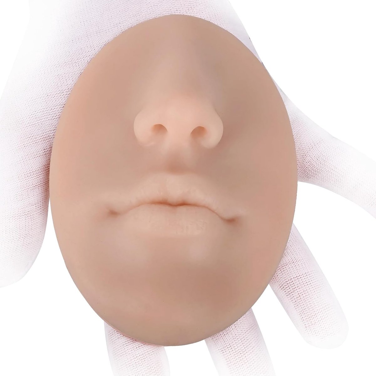 Siliconen Nepneus Kunstmatig 3D Gezichtsmodel met Mond voor Piercing Oefeningen Make-up Praktijk Sieradendisplay (1 Stuk, Beige, Grootte M - Dunne Lippen)