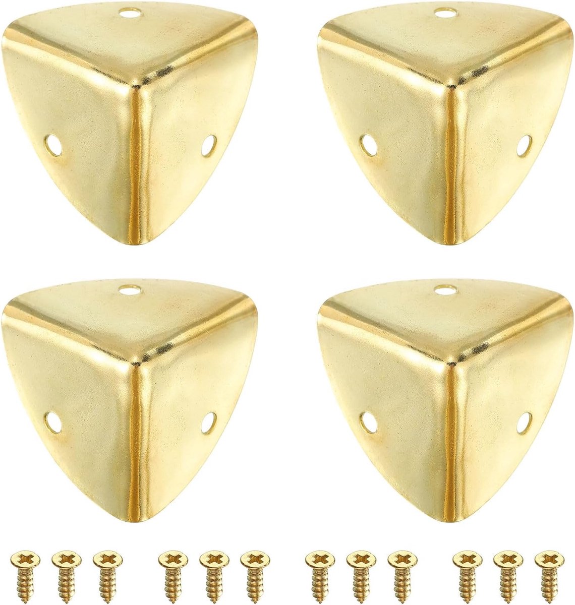 4 stuks metalen hoekbeschermers, 40 mm, decoratieve randafdekking voor boxhoeken, meubelhoekbeschermers met bevestigingsschroeven, goudkleurig