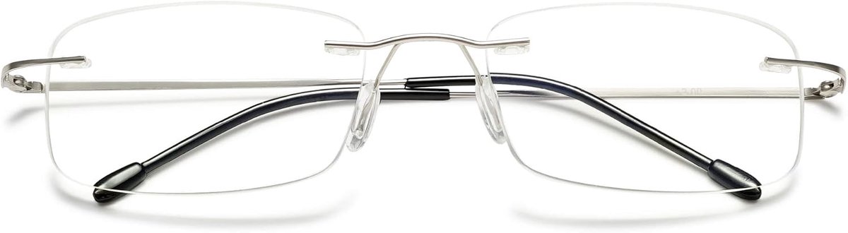 Randloos Leesbril Blauw Lichtfilter Licht Rechthoekige Veerscharnier Rimless Frameloos Ultralicht Computer Leeshulp