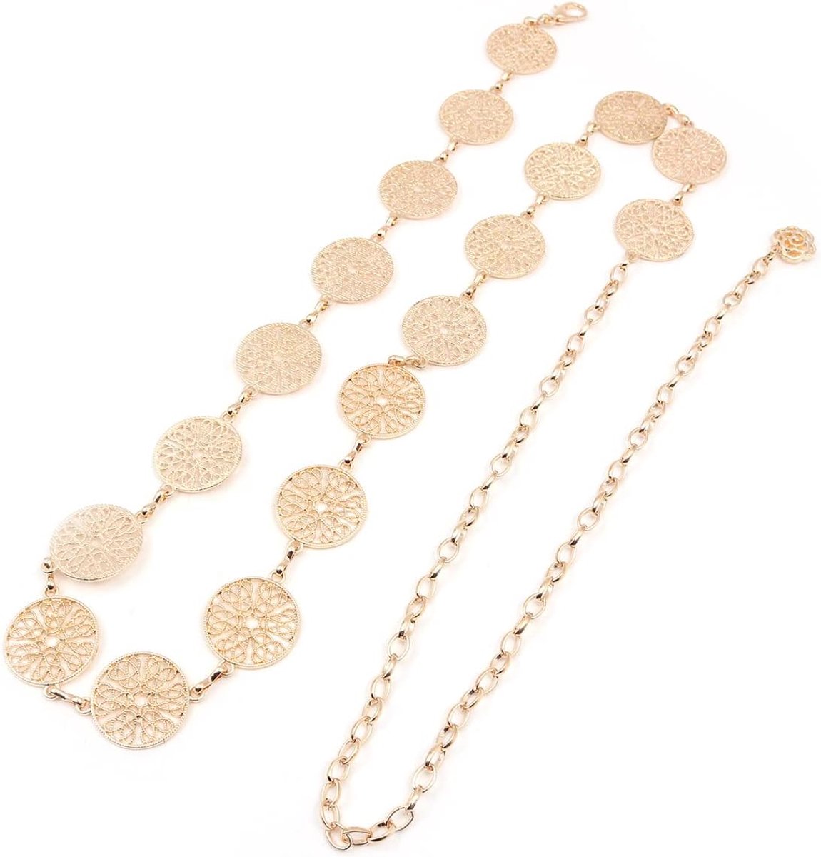 Verstelbare Gesp Jurk Riem Hsthe Sea 51 Inch Mode Ketting Taille Riem Vintage Opengewerkte Metalen Ring