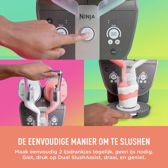 Ninja SLUSHi Twist Frozen Drink Maker met twee reservoirs van ieder 1420 ml, 2 schuine en 2 rechte tuiten voor dubbel zoveel of gemixte ijsdrankjes - Mokka - FS702EUBR — afbeelding 4