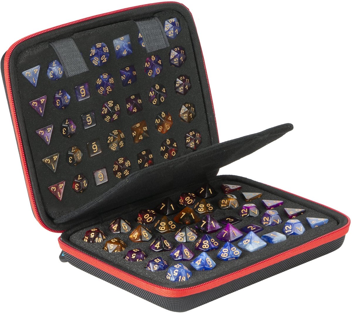 Casalora® DND Dobbelstenen Opbergbox met Afneembare Dobbelsteen Sponzen en Bakje - D6 D20 Set voor Dungeons & Dragons RPG, MTG, Tafelspellen