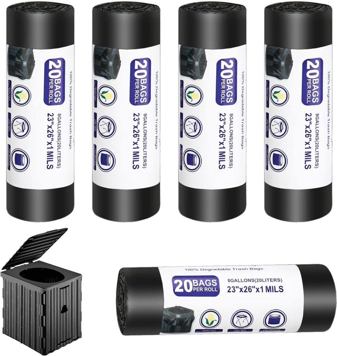 Omgoods - Biodegradeerbare Toiletzakken, Set van 100, 30L