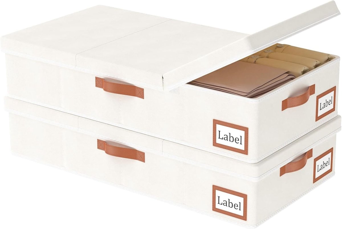 Ladenkastje - Beige - 80x40x15 cm - Opvouwbaar Kledingopberger van Ademend Materiaal - Voor Onder Bed