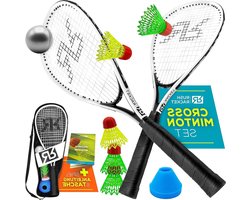 Speed Badmintonset - Crossminton Set - Sportieve Training - Windbestendige Shuttles - 5-delig - Wit