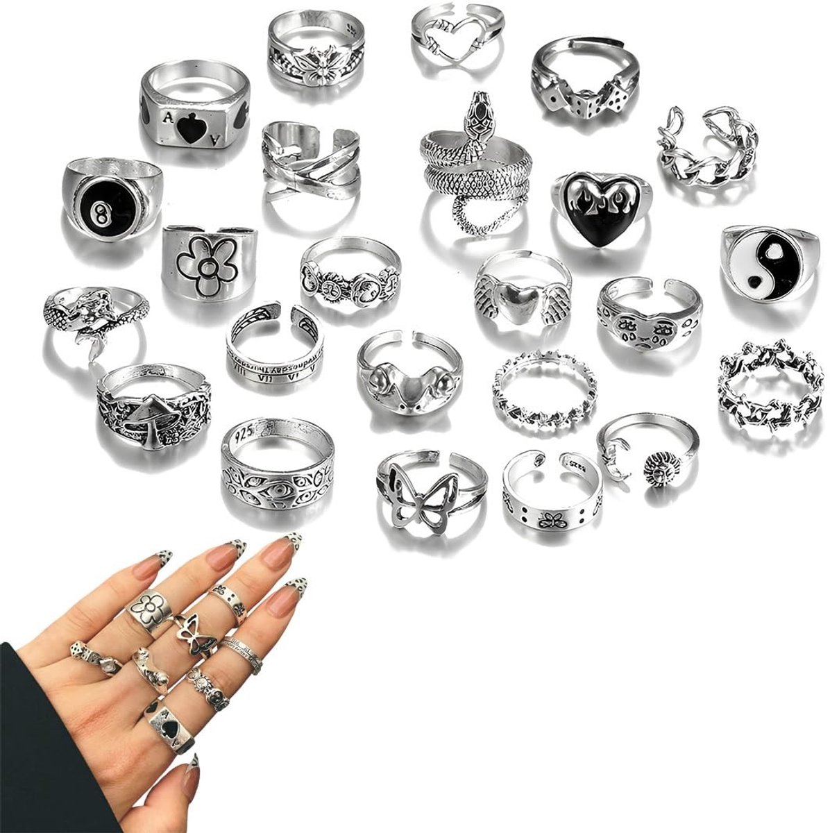 Omgoods - 24-delige Vintage Ringenset voor Mannen en Vrouwen