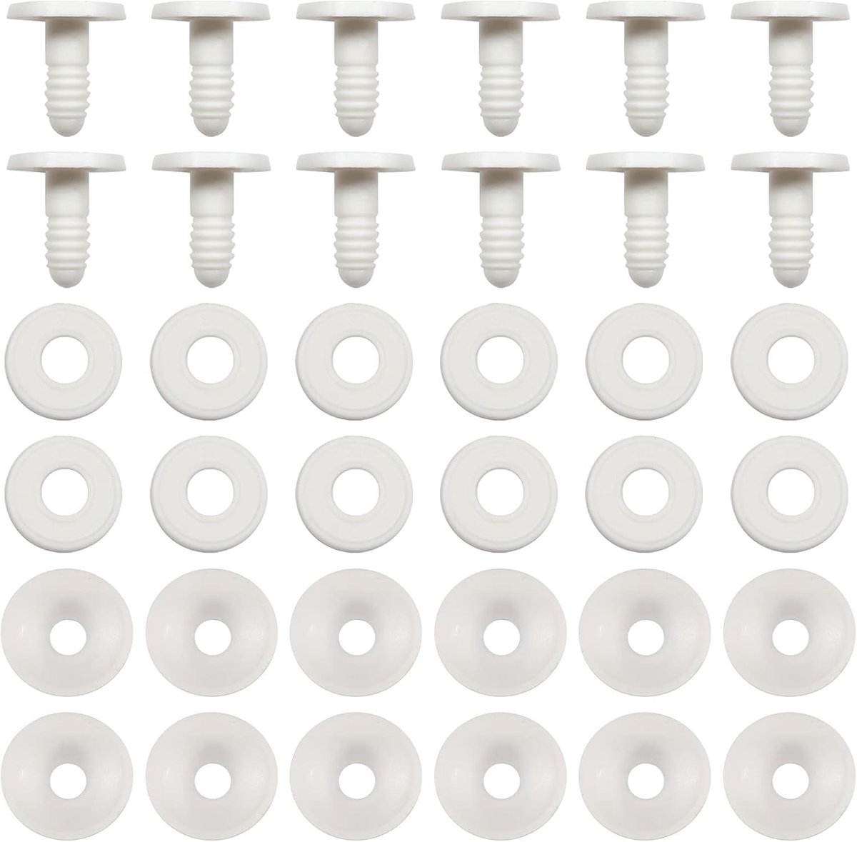 20 Sets Poppengewrichten met Wasmachines 30mm Witte Plastic Dierengewrichten voor Amigurumi Veiligheidsgewrichten DIY Poppengewrichten voor Haken en Creatief Knutselen