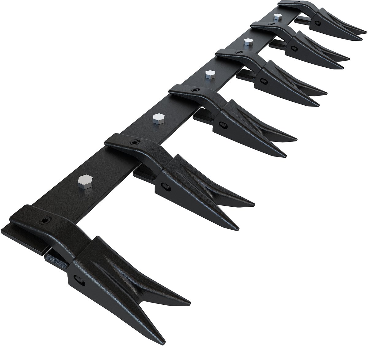 HoerFuriy - Trekkerbak Tandbalk - Boort‑Vrije Montage Tandenset Voor Subcompacte Trekkers - Geschikt Voor Bakrand Tot 1.27cm - Max Belasting 2060KG - 115CM 6 Tanden - Zwart