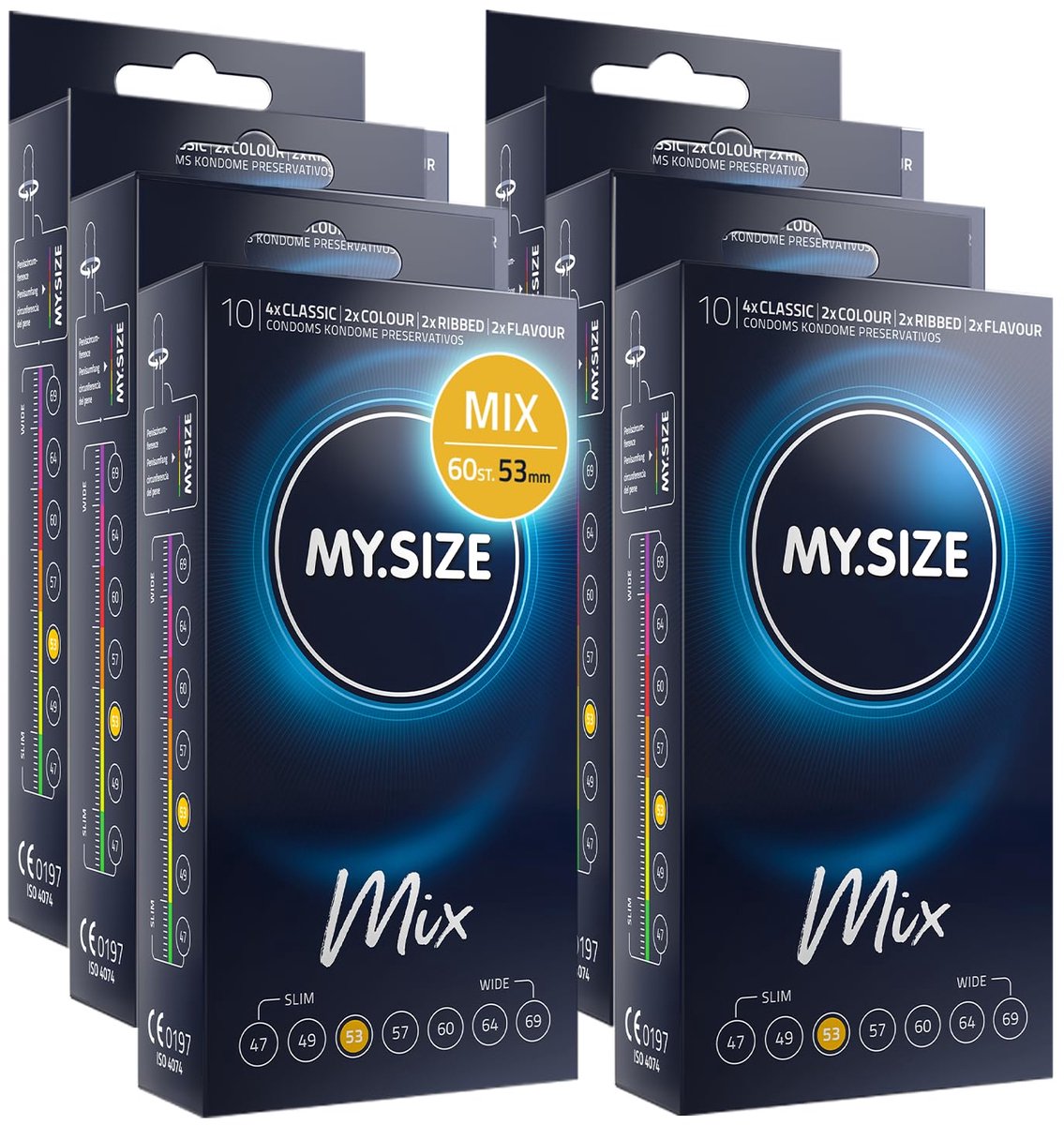 My.Size Mix Condooms Maat 3, 53 mm, Voordeelpakket, Inhoud 60 stuks