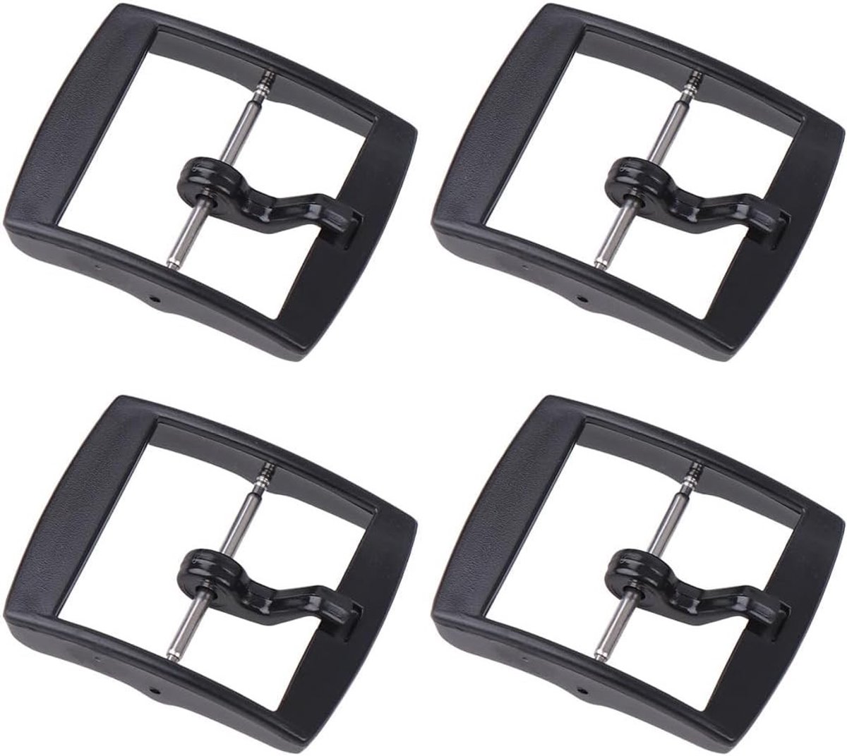 Rubber Horlogeband Lussen met Clip Sluiting - 4 Stuks Vervangende Straps voor 20mm Horloges, Zwart, Duurzaam en Comfortabel
