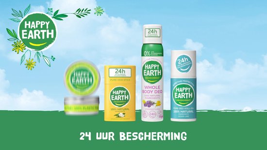Happy Earth Deodorant Balm Bergamot - 100% Natuurlijk - 24 Uur Bescherming - Plasticvrij - 45 g