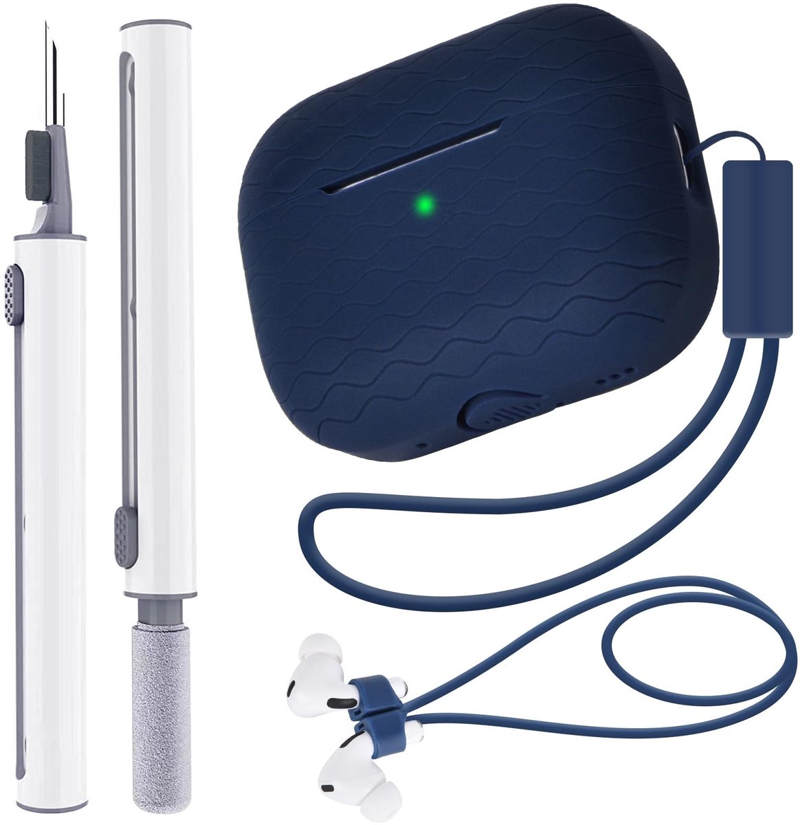 Omgoods - Silicone Hoes voor AirPods Pro 2 met Schoonmaakset en Anti-Verlies Lanyard