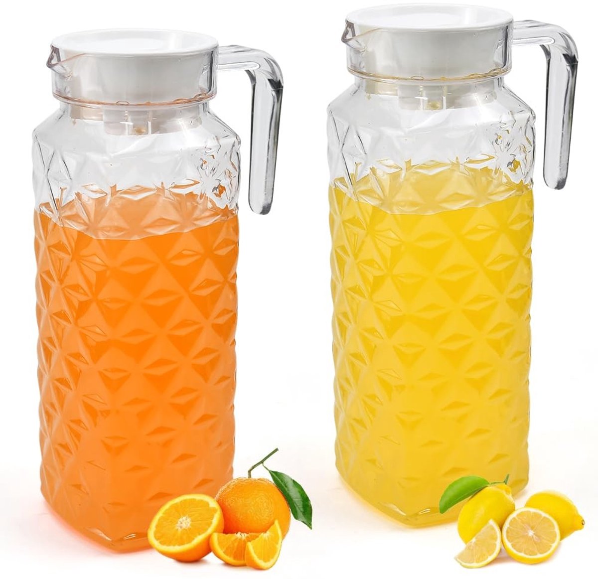 Omgoods - 2-Pack Shatterproof Plastic Drink Jugs met Deksel en Handvat
