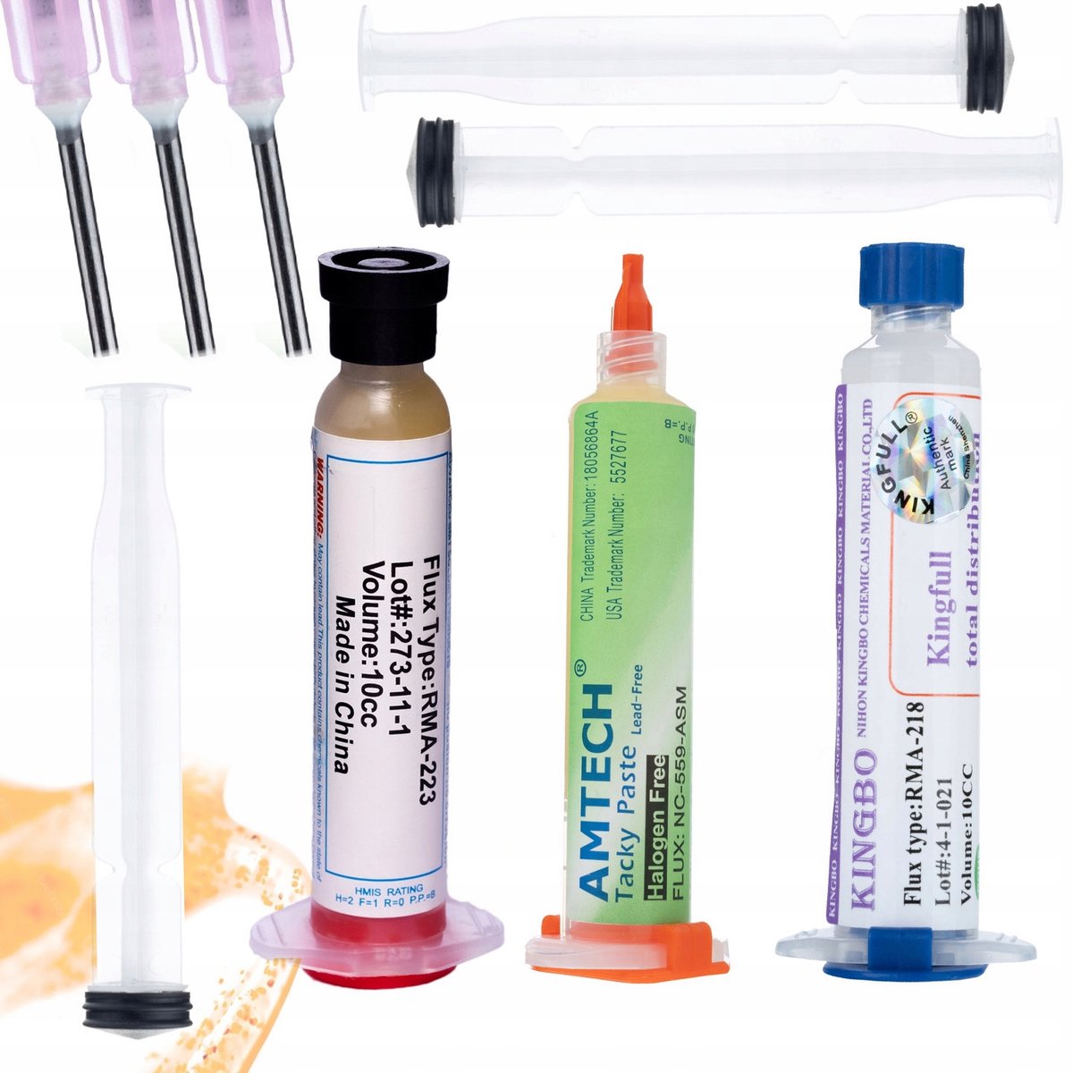 Rosfix Soldeervloeistof Set - RMA-223 NC-559-ASM Kingbo 218 - No-Clean Gel 10cc, Plunjer en Naald